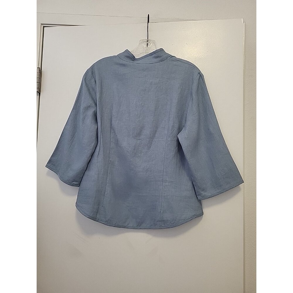 New Lintico 100% Linen Hand Button Fitted Jacket Blue Size Small - Picture 5 of 5